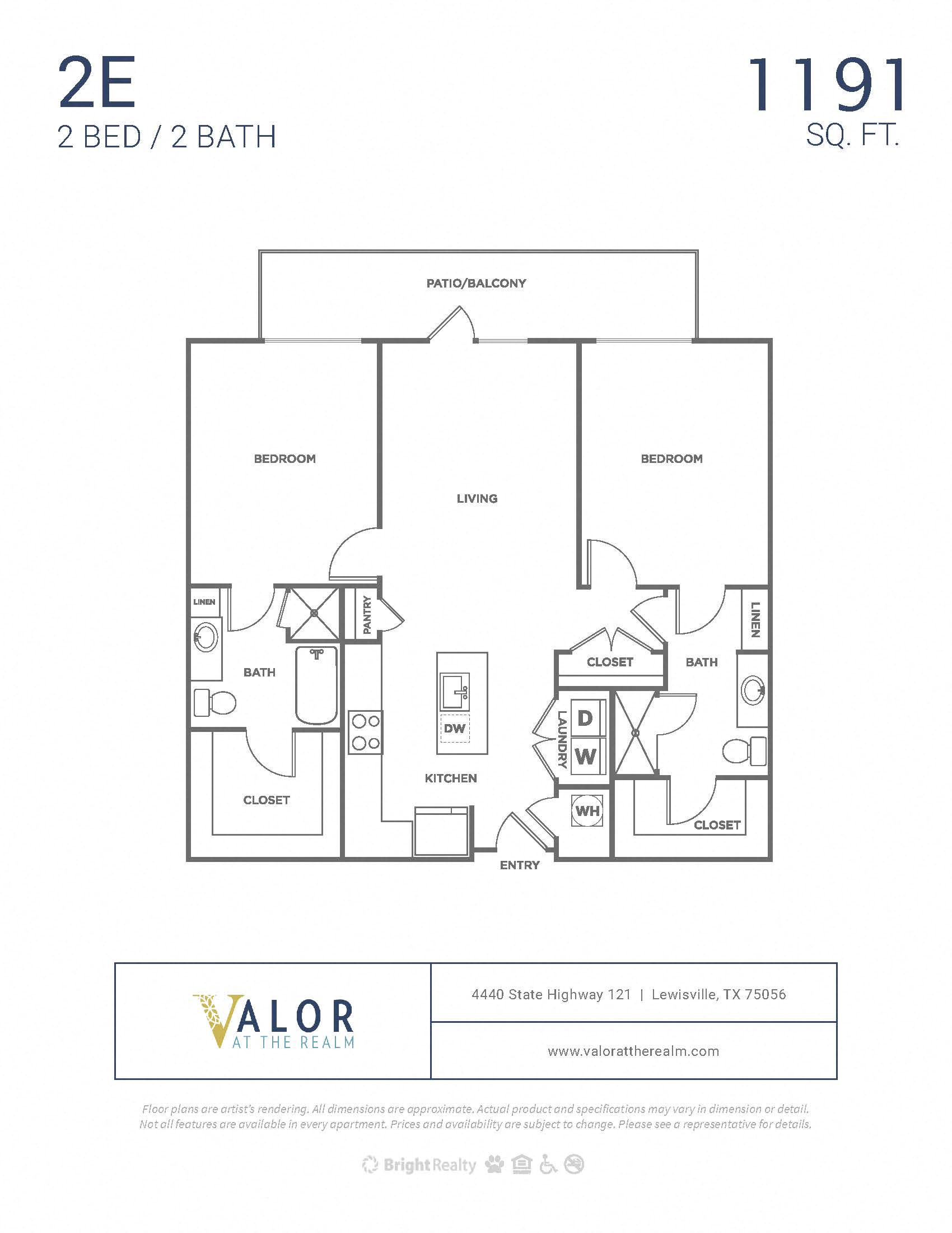 Valor at the Realm 2x2 E Floor Plan